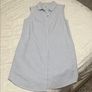 Sleeveless Blue Striped Kids Dress